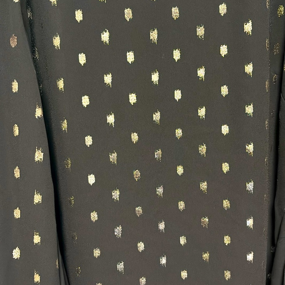 EUC [Ted Baker] Naiomy Black/Silver Flecked Wrap Printed Blouse Top Womens Sz 2 - Picture 10 of 11